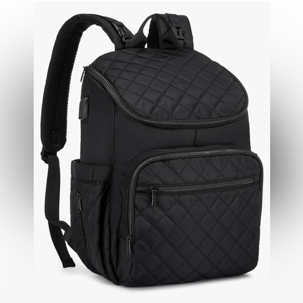 Quilted Black Backpack
